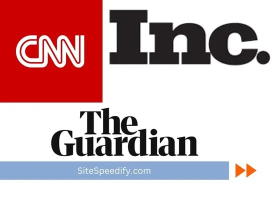 Logos of CNN, Inc., and The Guardian with SiteSpeedify.com text at the bottom.