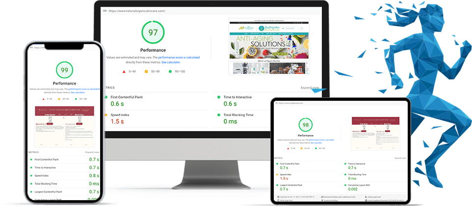 Website Speed on Desktop, Mobile, and Tablet are displaying page speed insights from an seo point of view.